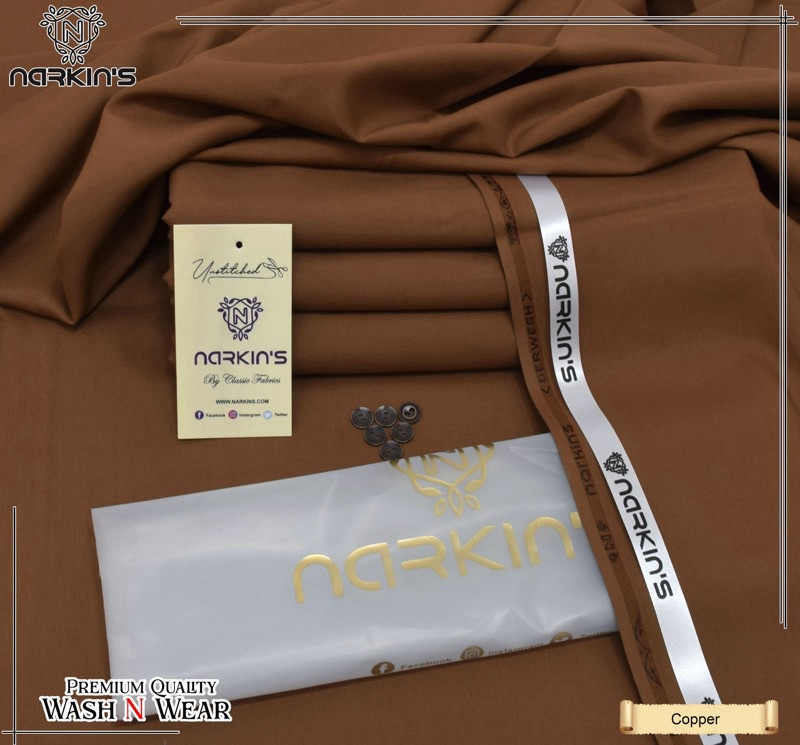 Narkin Winter Wash & Wear Fabric – Copper | Premium 4 Meter Unstitched Suit