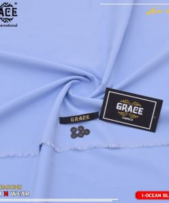 Grace Wash & Wear Fabric – Soft Ocean Blue | Premium 4 Meter Unstitched Suit