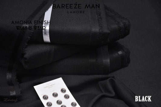 Bareeze Man Jet Black Premium Wash & Wear Unstitched Suit for Men