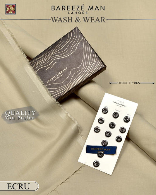 Bareeze Man Light Beige  Premium Wash & Wear Unstitched Suit for Men