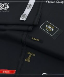 Grace Wash & Wear Fabric – Jet Black  | Premium 4 Meter Unstitched Suit