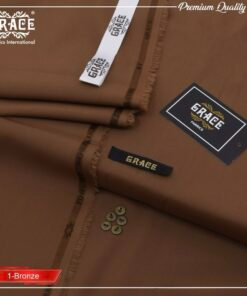 Grace Wash & Wear Fabric – Bronze Brown  | Premium 4 Meter Unstitched Suit
