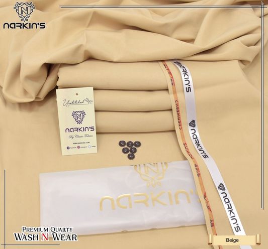 Narkin Winter Wash & Wear Fabric – Beige | Premium 4 Meter Unstitched Suit