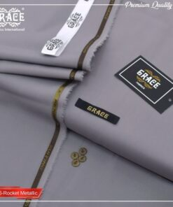 Grace Wash & Wear Fabric –Silver Grey  | Premium 4 Meter Unstitched Suit