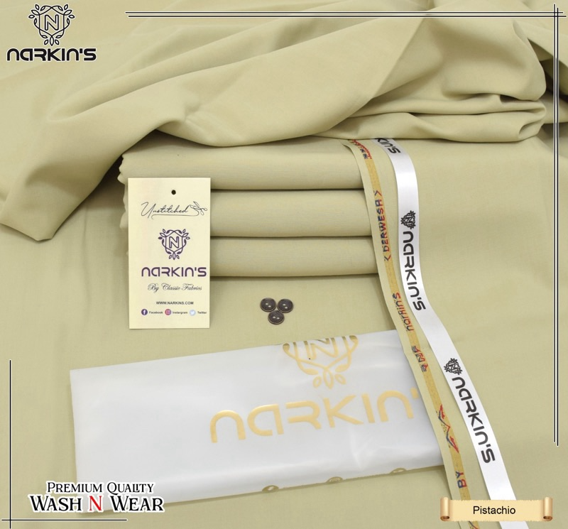 Narkin Winter Wash & Wear Fabric – Pistachio Color Variant | Premium 4 Meter Unstitched Suit