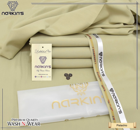 Narkin Winter Wash & Wear Fabric – Pistachio Color Variant | Premium 4 Meter Unstitched Suit