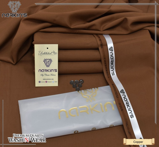 Narkin Winter Wash & Wear Fabric – Copper | Premium 4 Meter Unstitched Suit
