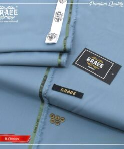 Grace Wash & Wear Fabric –Sea Blue | Premium 4 Meter Unstitched Suit