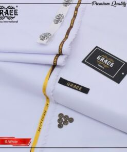 Grace Wash & Wear Fabric – Classic White | Premium 4 Meter Unstitched Suit