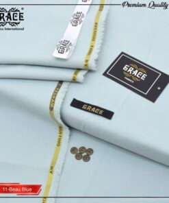 Grace Wash & Wear Fabric – Beauty Blue | Premium 4 Meter Unstitched Suit