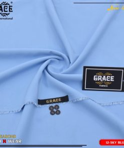 Grace Wash & Wear Fabric – Soft Sky Blue | Premium 4 Meter Unstitched Suit