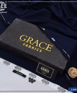 Grace Wash & Wear Fabric – Deep Navy Blue | Premium 4 Meter Unstitched Suit