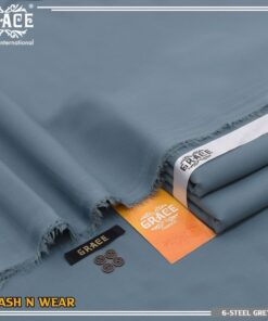 Grace Wash & Wear Fabric – Steel Grey  | Premium 4 Meter Unstitched Suit